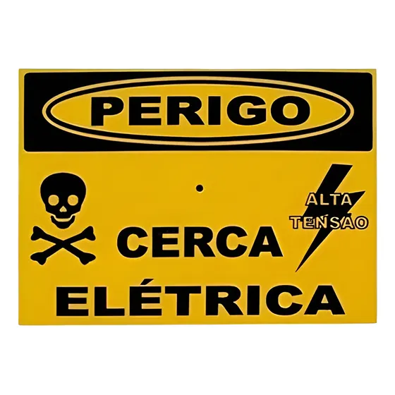 Placa Advertência Perigo Cerca Elétrica Kit Com 100