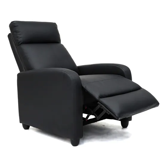 Sillón Reclinable Reposet Manual Soporte Lumbar Sala Tv Cine Color Negro Diseño De La Tela Liso