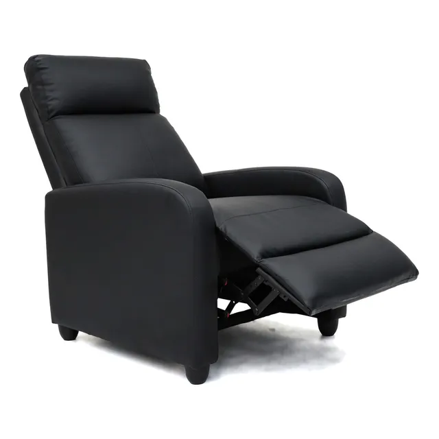 Sillón Reclinable Reposet Manual Soporte Lumbar Sala Tv Cine Color Negro Diseño De La Tela Liso