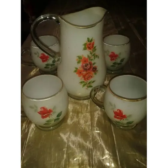 Juego De Jarra Y Tazas De Vidrio