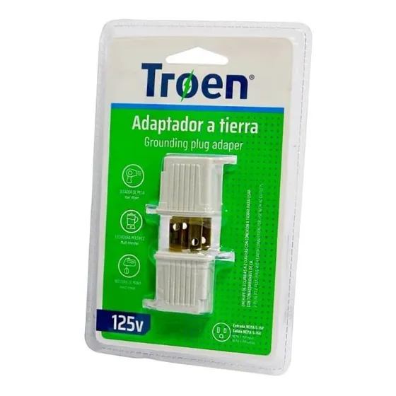 Adaptador De Tierra Troen Pack 2 Unidades De 125v