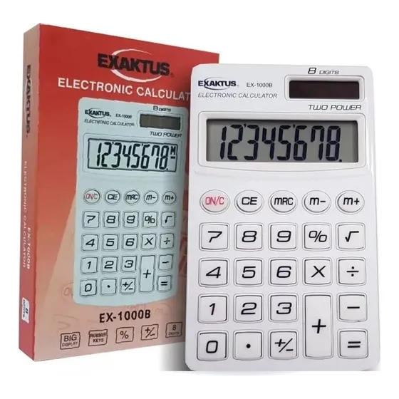 Calculadora 8 Digitos Exaktus Ex-1000b Con Funda