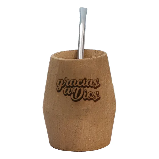 Mate Madera De Algarrobo C/ Bombilla - Frases Cristianas