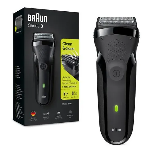 Máquina Afeitadora Eléctrica Braun Series 3, 300 Para Barba Negro