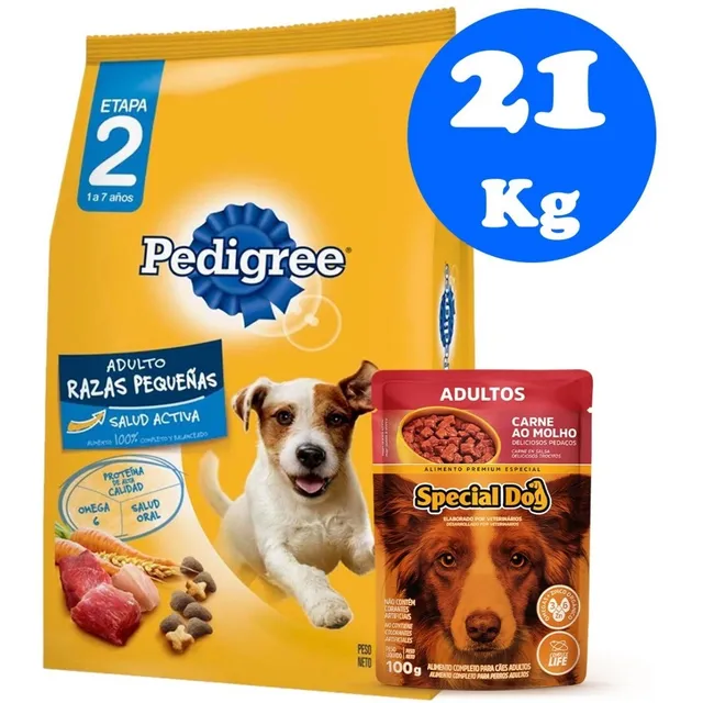 Pedigree Adulto Razas Pequeñas 21kg + 6 Pagos