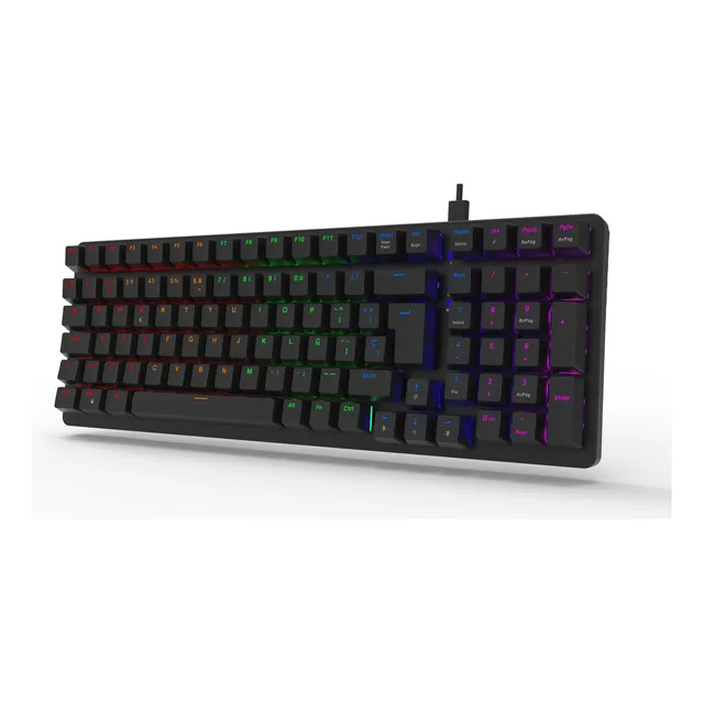 Teclado Mecánico Free Wolf K3 Rgb Qwerty Eje Rojo Español Teclado Negro Idioma Español España