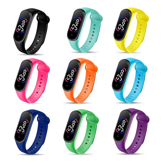 Kit 10 Relogio Bracelete Pulseira Digital Led Sport Correia Sortido Bisel Sortido Fundo Sortido