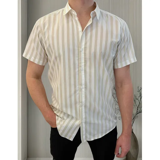 Camisa A Rayas Manga Corta Hombre Caballero Ebk ®