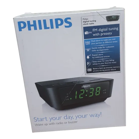 Despertador Philips Aj-3116m Com Luz E Rádio Fm Preto