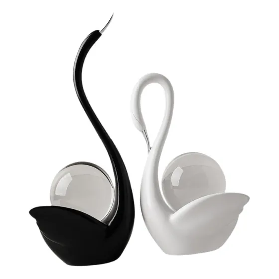Estatuas De Cisne Para Parejas, Adornos De Cisne Y Negro,