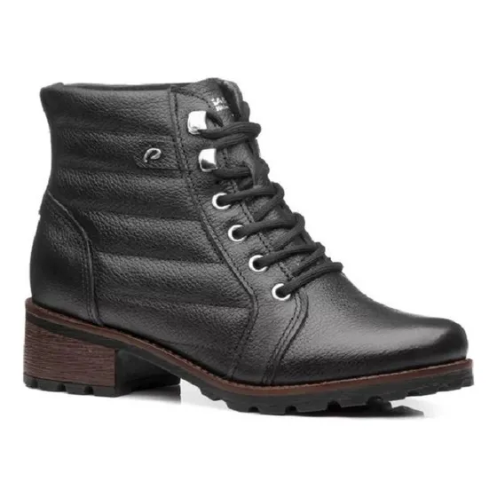 Bota Cuero Pegada Acordonada Taco Tractor Casual Invierno 