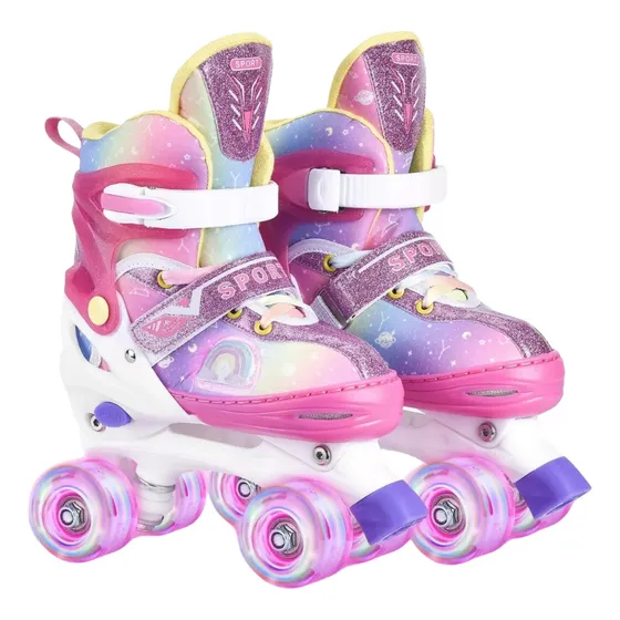 Patines De 4 Ruedas Ajustable Niño Niña Con Luz Led
