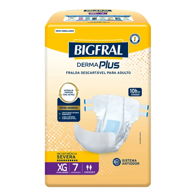 Fralda Geriátrica Bigfral Plus Tamanho Exg Com 7 Tiras