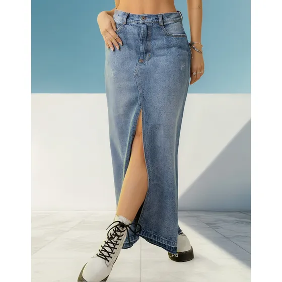 Falda Larga Mujer Azul Atypical 2136