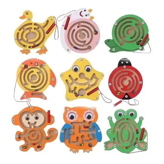 Juego De Madera Niños Motricidad  Laberinto Magnético Pack 3