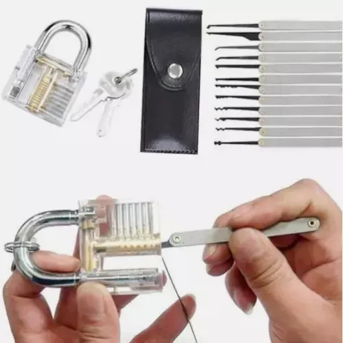 Set De Ganzuas + 16 Piezas + Candado Y Estuche - Cerrajeria
