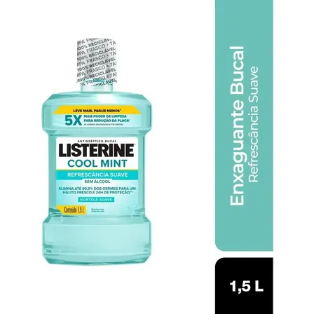 Antisséptico Bucal Cool Mint Zero Álcool Refrescância Suave 1,5l Listerine