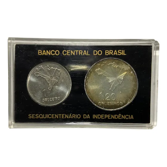 Estojo Moedas 1 E 20 Cruzeiros 1972 Sesquicentenário
