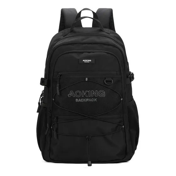 Mochila Urbana Estudiante Impermeable Aoking Xn3512 Color Negro Diseño de la tela Lisa