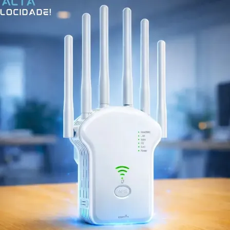 Repetidor De Sinal Wi-fi Roteador Wireless 6 Antenas Longo Alcance Internet Wifi Potente Fácil Instalação 300mbps Comica