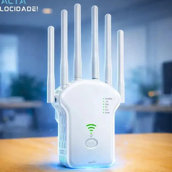 Repetidor De Sinal Wi-fi Roteador Wireless 6 Antenas Longo Alcance Internet Wifi Potente Fácil Instalação 300mbps Comica