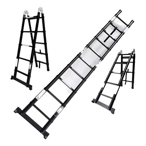 Escalera Telescópica Negra Tijera 3.2m Con Regalo Incluido