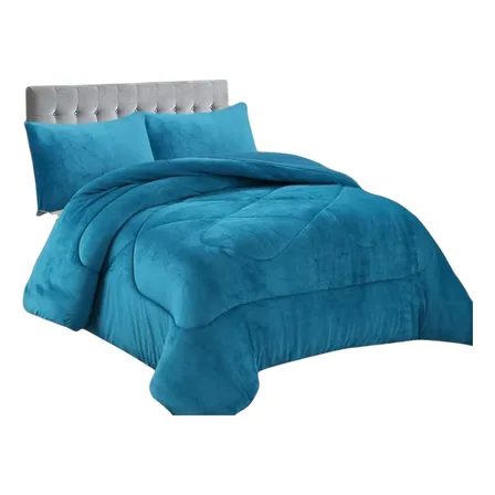 Cobertor Plush Liso 2 Plazas Con Chiporro + 2 Funda Almohada