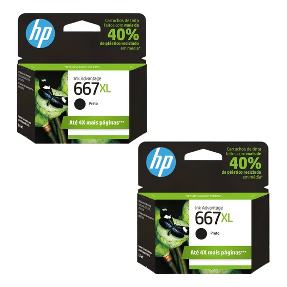 Kit 2 Cartucho Hp 667 667xl Deskjet 2776 Preto