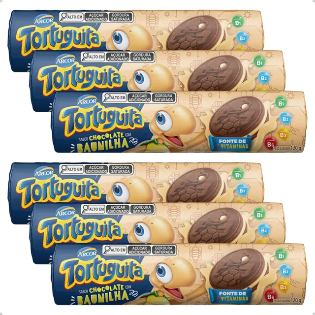 Biscoito Bolacha Recheada Tortuguita Baunilha 120g 6un