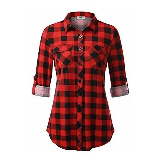 Djt Camisa De Manga Larga Enrollable Para Mujer