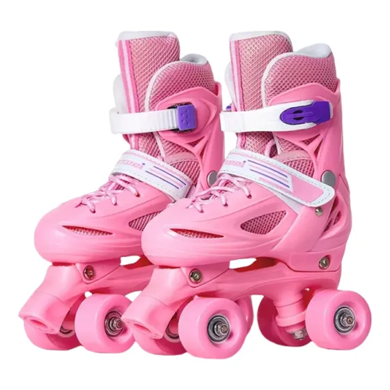 Patines 4 Ruedas Ajustable Para Niñas Rosado Artísticos