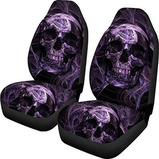 Funda De Asiento Delantero Con Estampado De Calaveras Morada Funda De Asiento Delantero Con Estampado De Calaveras Morada