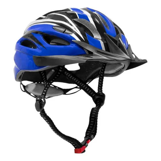 Capacete Com Sinalizador De Led Ciclismo Bike Preto/vermelho Cor Azul Tamanho Ajustavel, 52 - 60cm