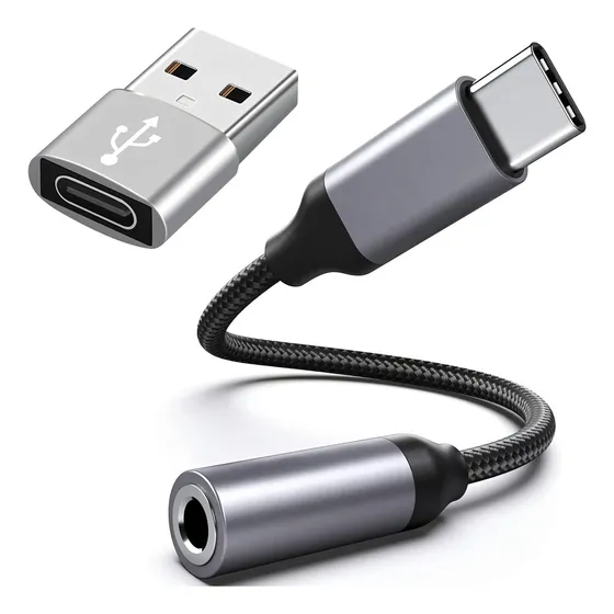 GITIFO® cable Adaptador typeC a 3.5mm para Auriculares, Adaptador Usb type C a Usb 3.0- Compatible con iPad Pro, iPhone 15, Galaxy S24/S23/S21