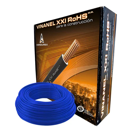 Cable Cobre Condumex Calibre 14 Caja Con 100m Thw Vinanel Cubierta Azul