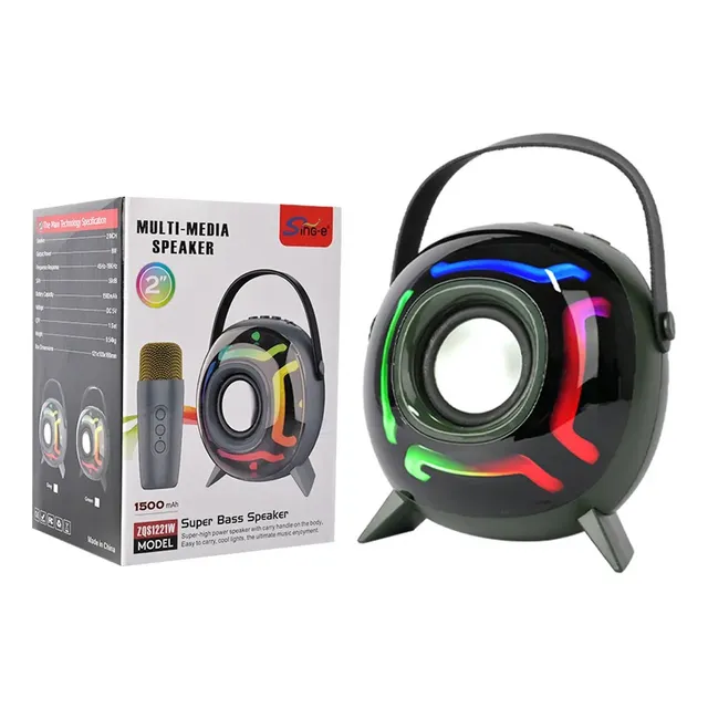 Parlante Circular Con Micrófono Y Luces Led Bluetooth Ub