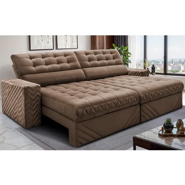 Sofá Retrátil 2,30m Molas Ensacadas Max Spring. Cama Inbox