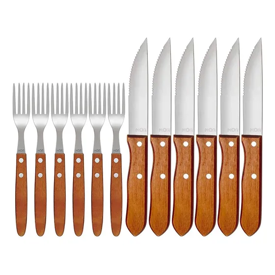 Conjunto Churrasco Garfo E Faca 12 Peças Mor Aço Inox