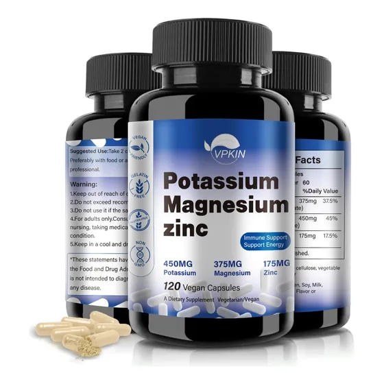 Vpkin Potasio Magnesio Zinc Cápsulas 120 Unid Made In Usa!