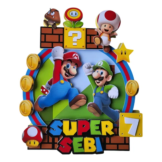 Adorno De Torta Caketopper 3d Mario Bross