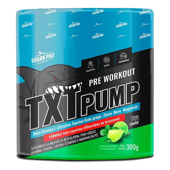 Txt Pump Pré Treino 300g C/ Sapopinas Shark Pro - Sabor Limão