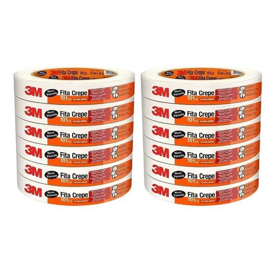 Kit 12 Fitas Crepe 18mm X 50 Metros 3m 101la Adevisa