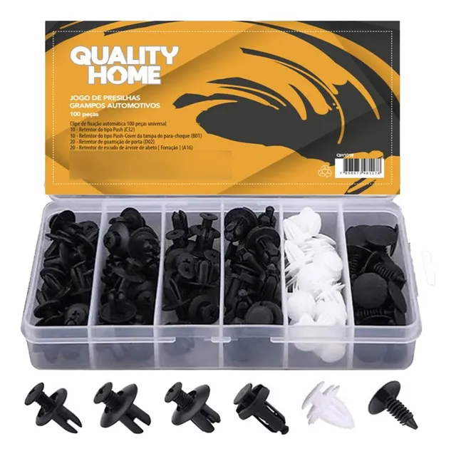 Kit 100 Presilha Grampo Parabarro Parachoque Universal Carro