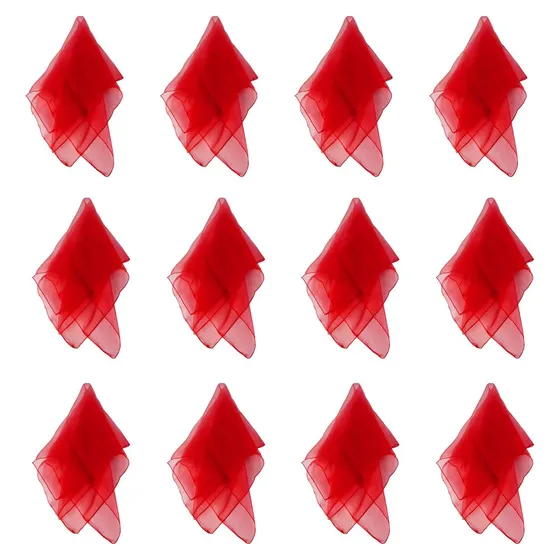 Pañuelos De Seda Para Malabares, 24 X 24 Cm, 12 Piezas, Rojo