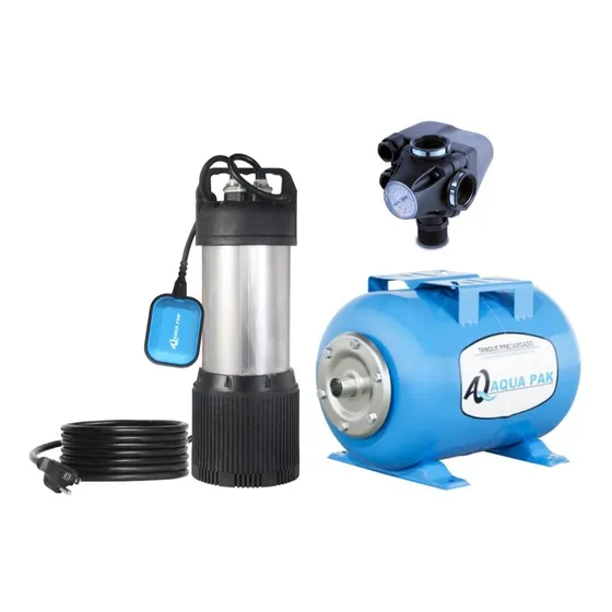 Equipo Hidroneumatico 50 Litros Con Bomba Sumergible 1 Hp 