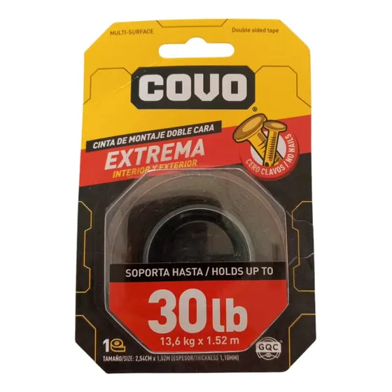Cinta Doble Faz Extra Fuerte Soporta 30lb 13,6kg