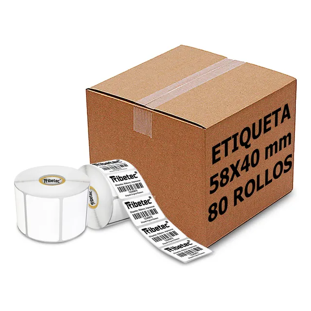 80 Rollos Etiqueta 58x40 Mm (6x4 Cm) Térmica Full 1000 C/u Color Blanco