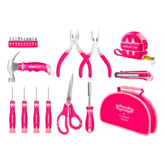 Kit De Herramientas Manuales De 22pzs Con Bolsito Rosa