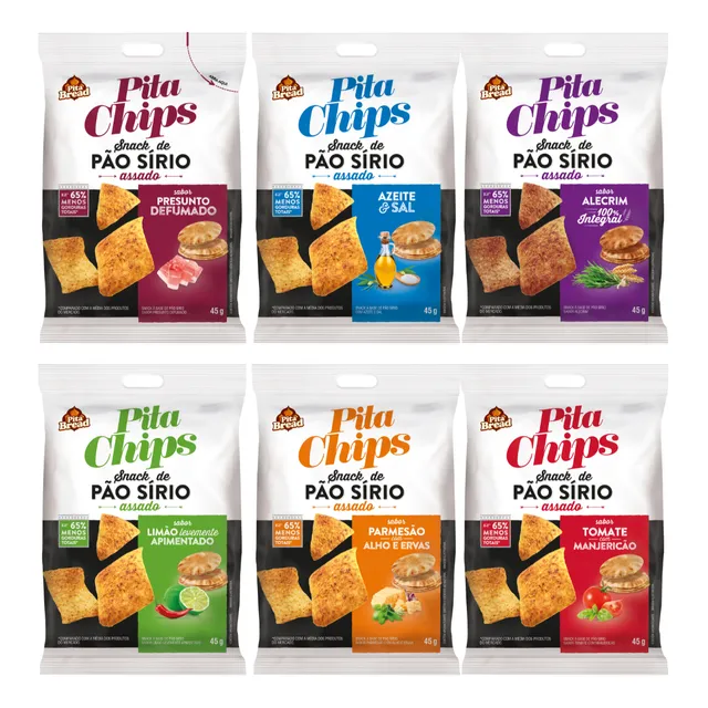 Chips Snack De Pão Sírio 45g Saudável Irresistível Crocante