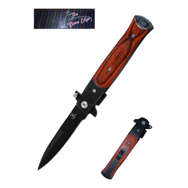 Navaja Táctica Tipo Stiletto Acero Negra Nuevo